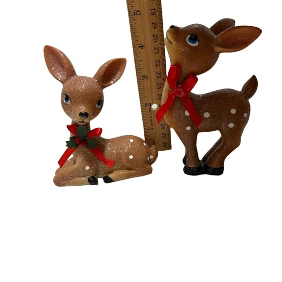 Ceramic Reindeer Figurine Set of 3 Christmas Holiday Decor Deer Figurine Retro - Picture 9 of 10